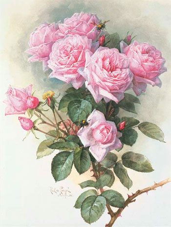 Paul de Longpre "Roses and Bumblebees"