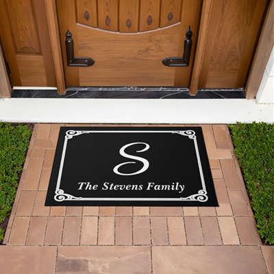 doormat black white with filigree