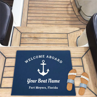 personalized navy blue nautical doormat