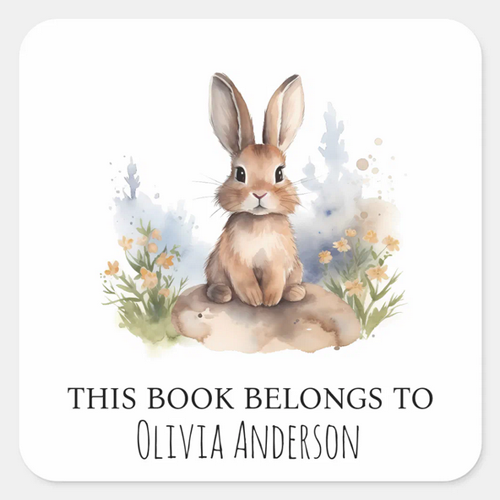 personalized bunny book plate sticker