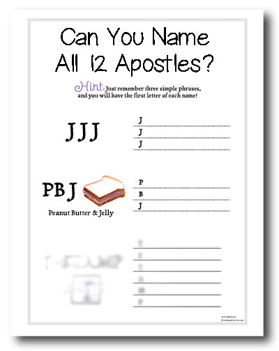 "12 Apostles Names" instant download Bible game