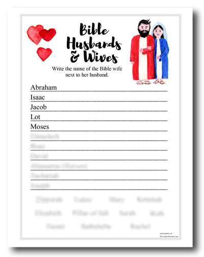 "Bible Husbands & Wives" instant download Bible game