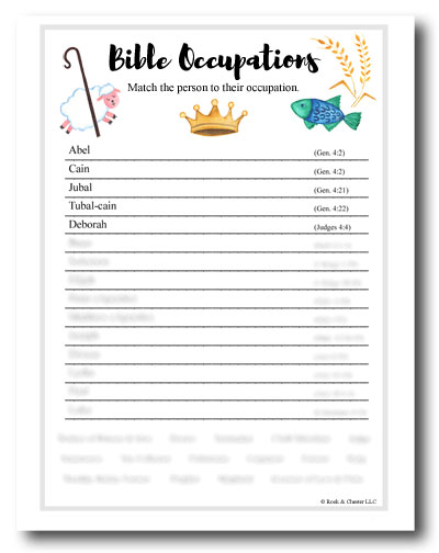 "Bible Occupations" instant download Bible game