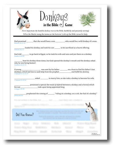 "Donkeys In The Bible" instant download Bible game