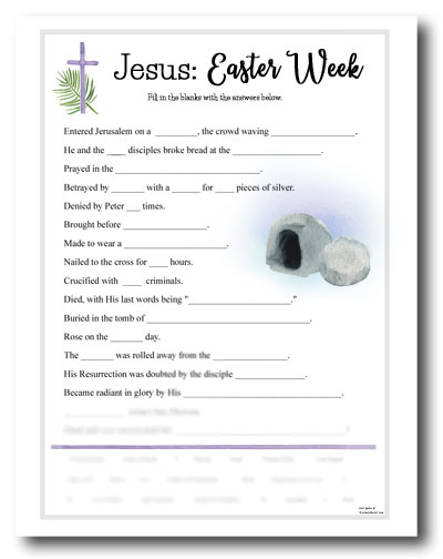 "Jesus Easter Week" instant download Bible game