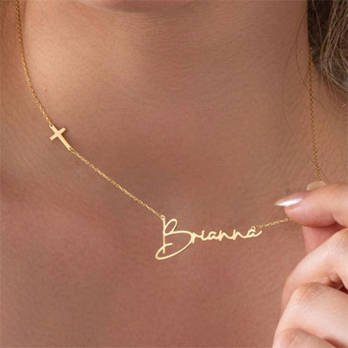cross name necklace