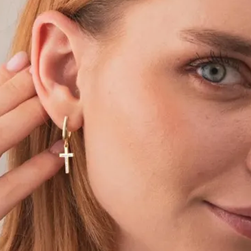 Faith Over Fear cross earrings