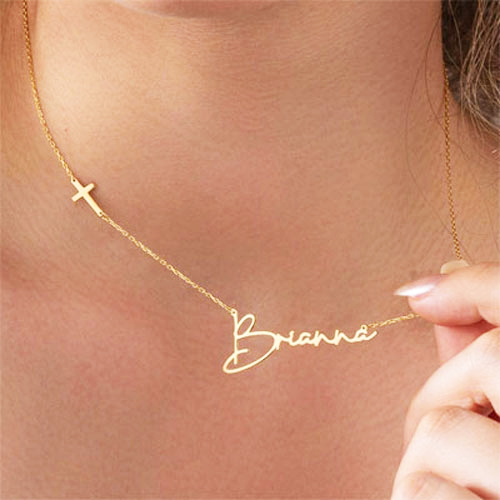 cross name necklace
