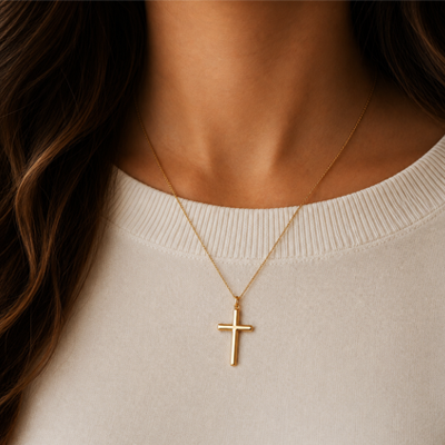 woman wearing a cross necklace