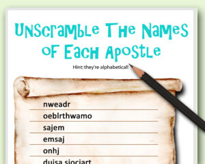 instant download Bible game "12 Apostles of Jesus Word Scramble"