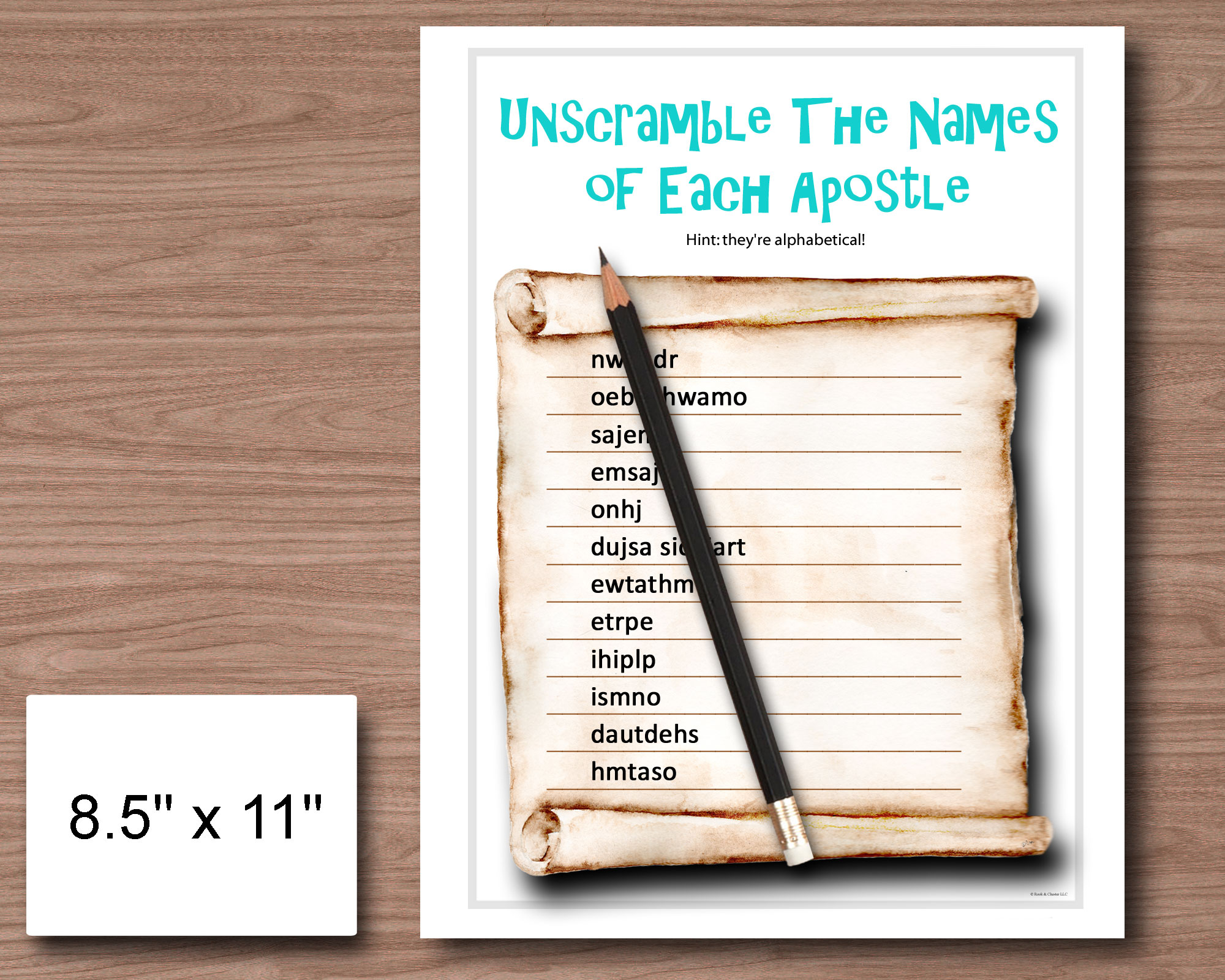 instant download Bible game "12 Apostles of Jesus Word Scramble"