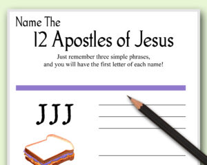 instant download Bible game "Names of the 12 Apostles of Jesus"