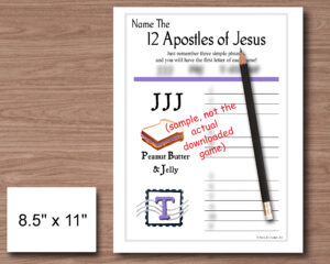 instant download Bible game "Names of the 12 Apostles of Jesus"