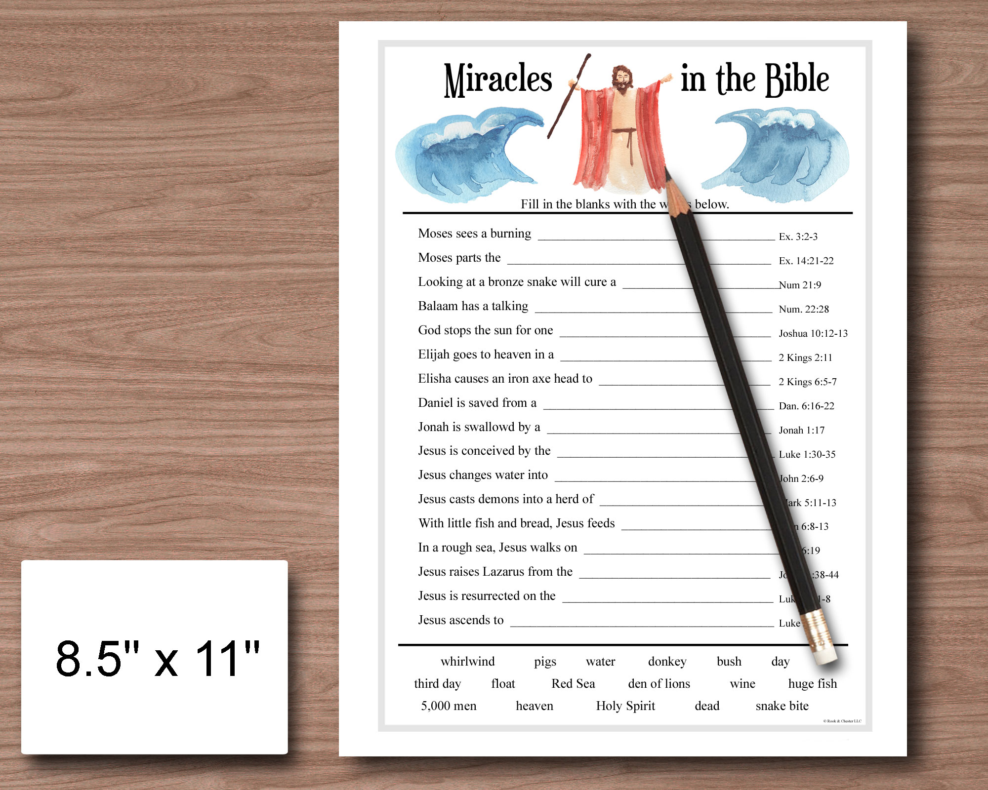 Bible Game Instant Download "16 Miracles in the Bible"