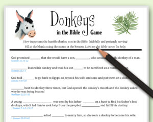 Bible Game Instant Download "Donkeys In The Bible"