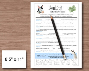 Bible Game Instant Download "Donkeys In The Bible"